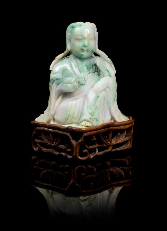 Appraisal: Sale Lot A Chinese Jadeite Figure of Guanyin late th