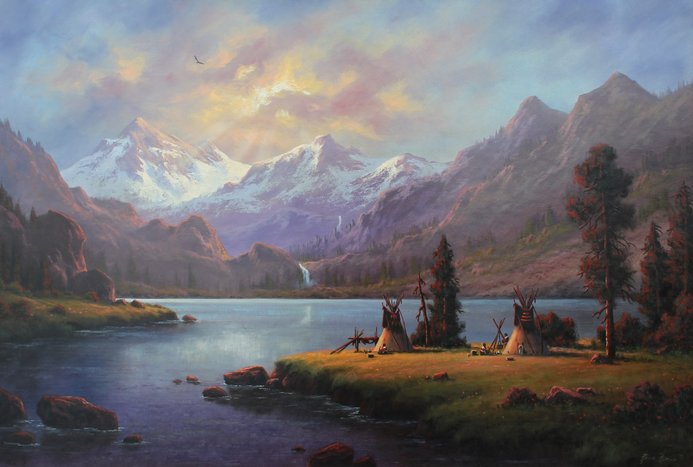 Appraisal: HARTWIG Heinie American born Panoramic Western Landscape with Snowcapped Mountains