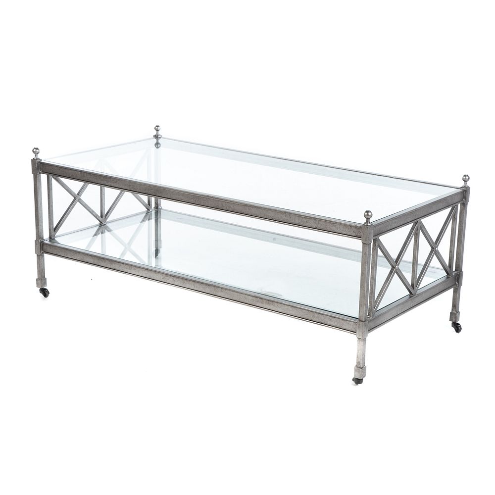 Appraisal: Two-Tier Contemporary Glass Top Coffee Table in H in L