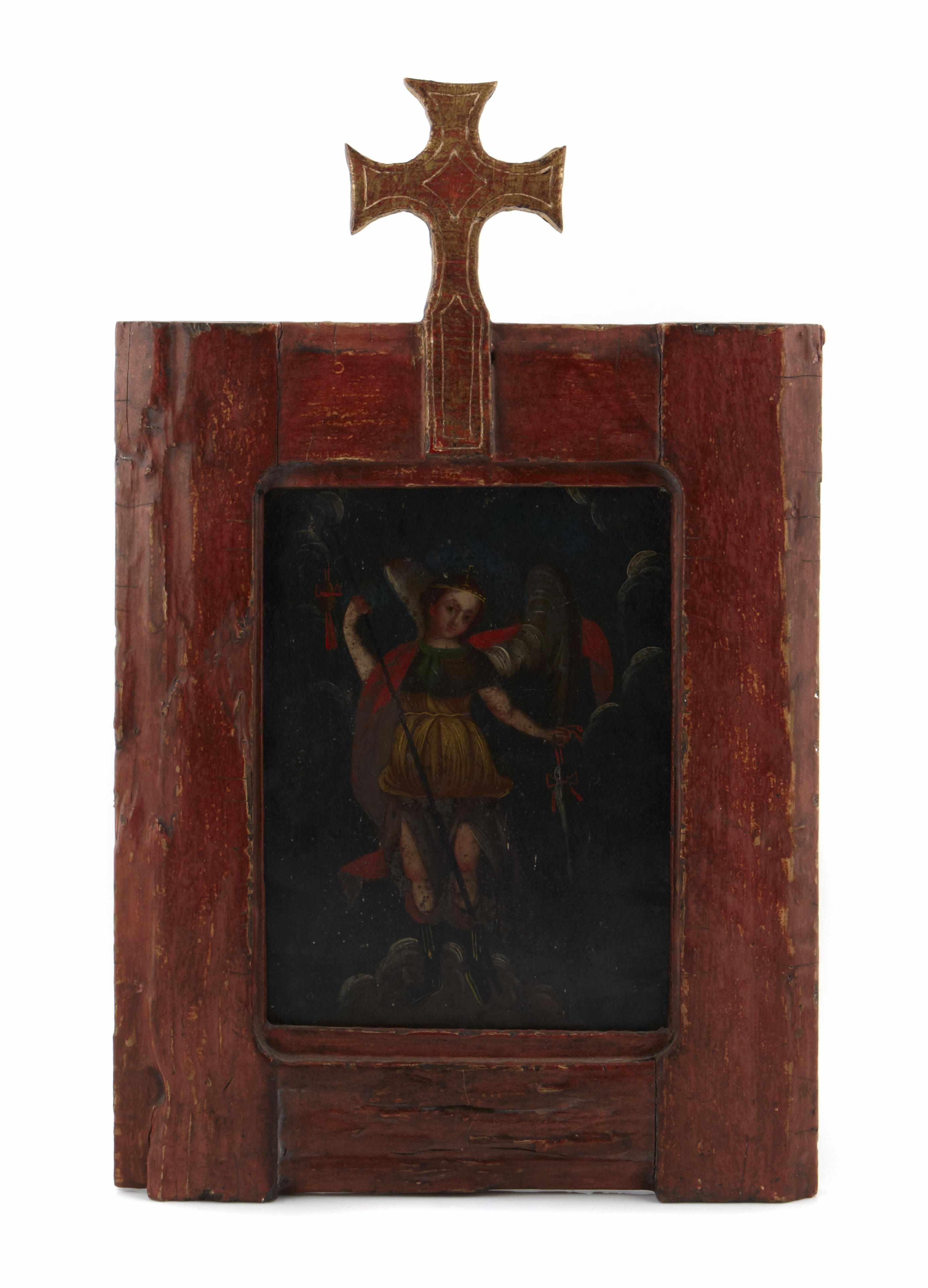 Appraisal: Spanish Colonial School th Century Oil on metal panel of