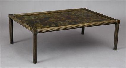 Appraisal: PHILIP AND KELVIN LAVERNE COFFEE TABLE Bronze pewter and enamel