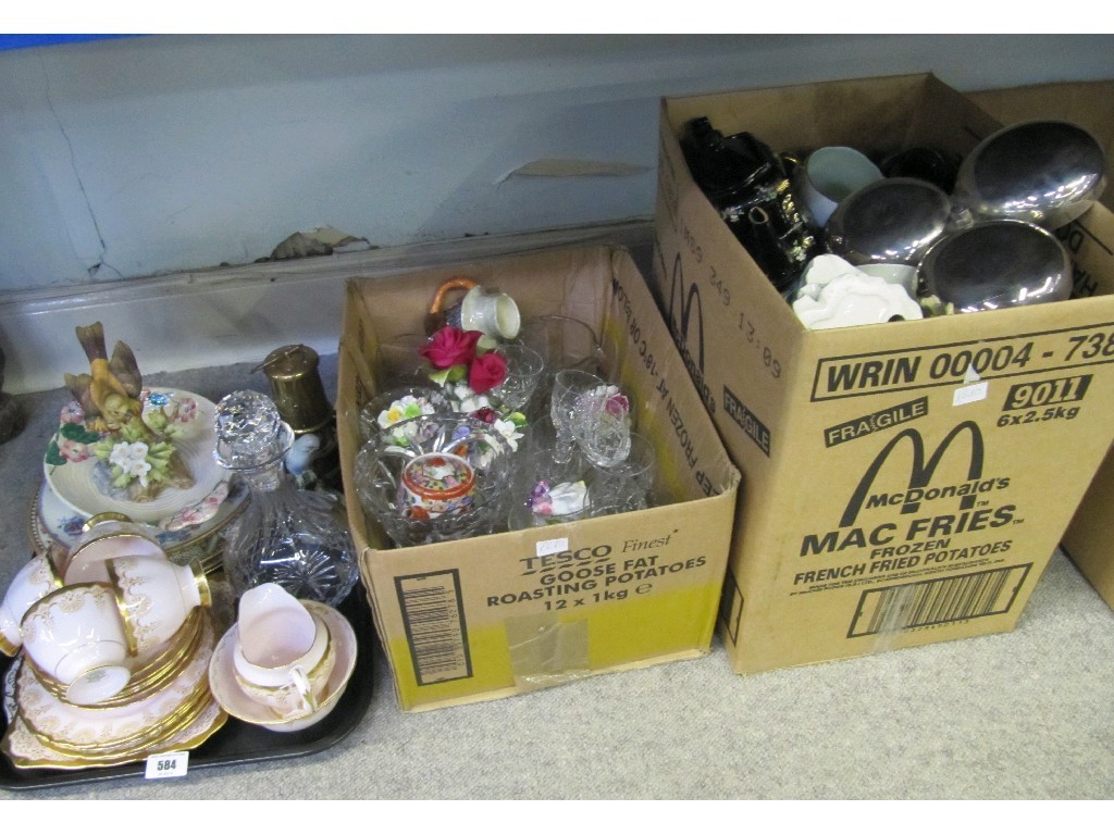 Appraisal: Lot comprising a tray and two boxes of assorted ceramics