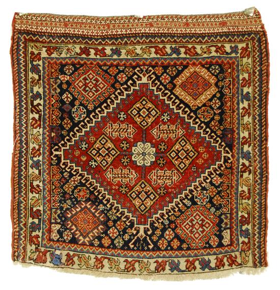 Appraisal: QASHGAI BAG FACE Persia circa with silk and cotton highlights