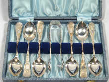 Appraisal: A boxed set of six silver tea spoons and a