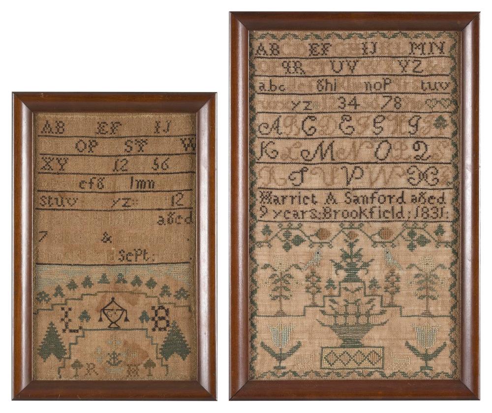 Appraisal: TWO BROOKFIELD CONNECTICUT SAMPLERSTWO BROOKFIELD CONNECTICUT SAMPLERS Wrought by Harriet