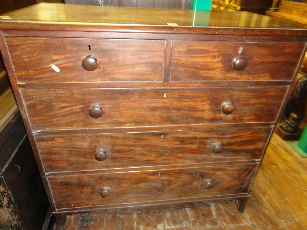 Appraisal: An early th century mahogany chest fitted with three long