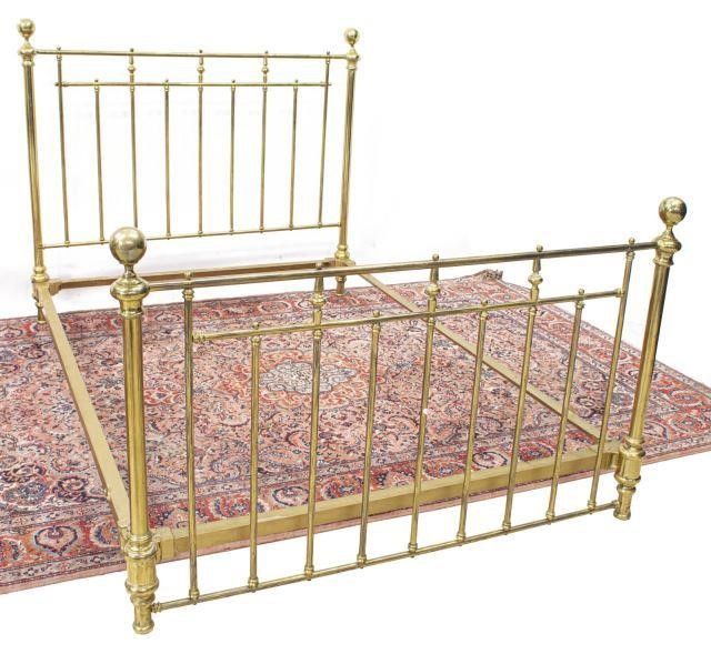 Appraisal: French gilt iron bed th c spindled headboard and footboard