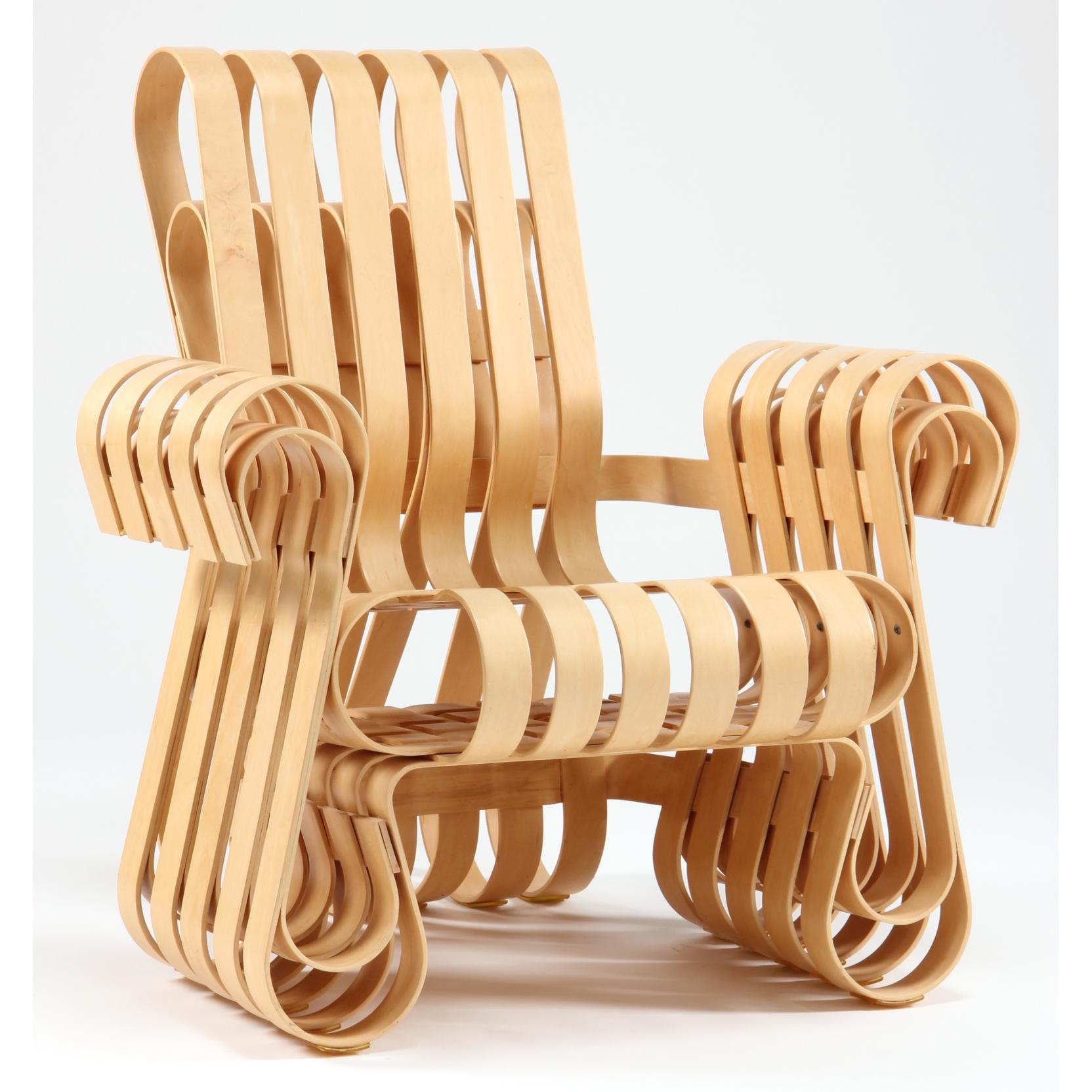 Appraisal: Frank Gehry Power Play Chair Knoll steam bent woven maple