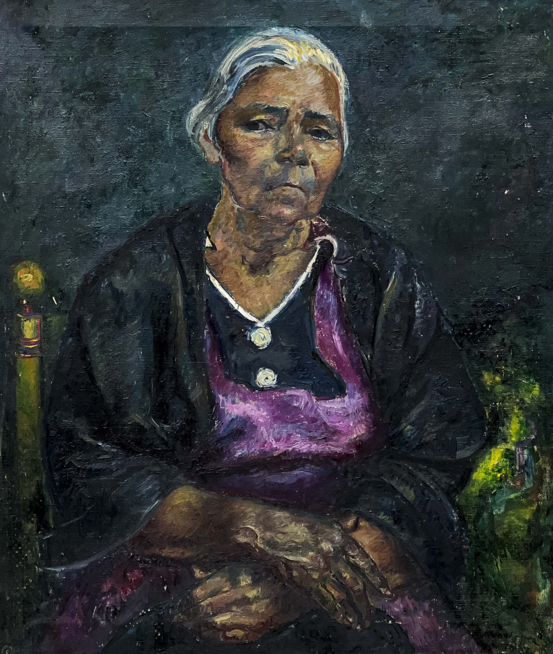 Appraisal: Clara KlinghofferBritish American - Old Woman of Taxcooil on canvas