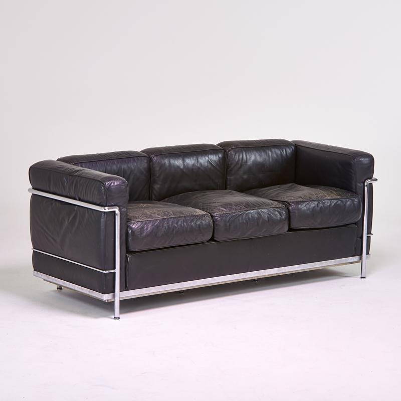 Appraisal: LE CORBUSIER CASSINA LC Sofa Italy s Chromed steel leather