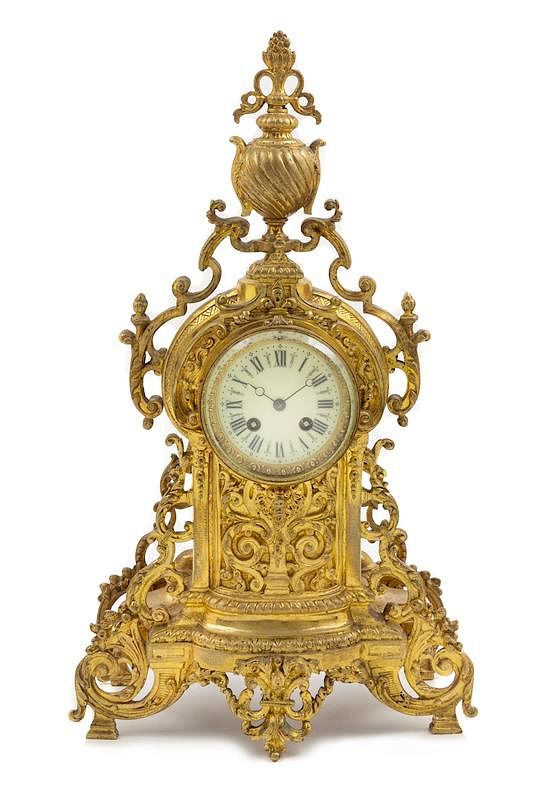 Appraisal: A French Neoclassical Gilt Metal Mantel Clock Height x width