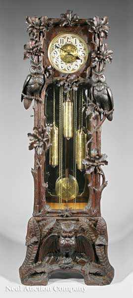 Appraisal: A Fine Black Forest Highly Carved Walnut Tall Case Clock