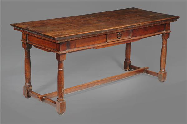 Appraisal: A French provincial walnut side table th and later elements