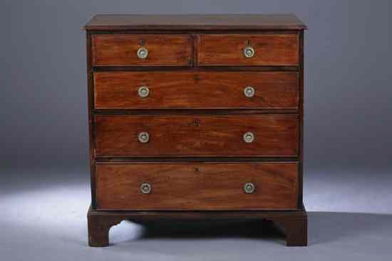 Appraisal: GEORGE III MAHOGANY FOUR-DRAWER CHEST Late th-early th century Rectangular