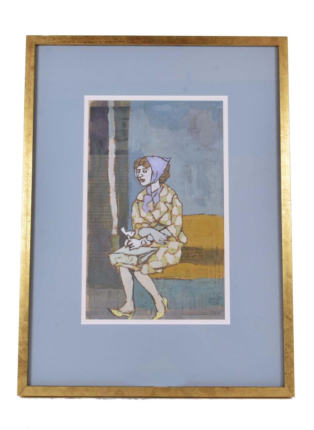 Appraisal: AMERICAN SCHOOL TH CENTURY PAINTINGWoman seated on a Train Initialed