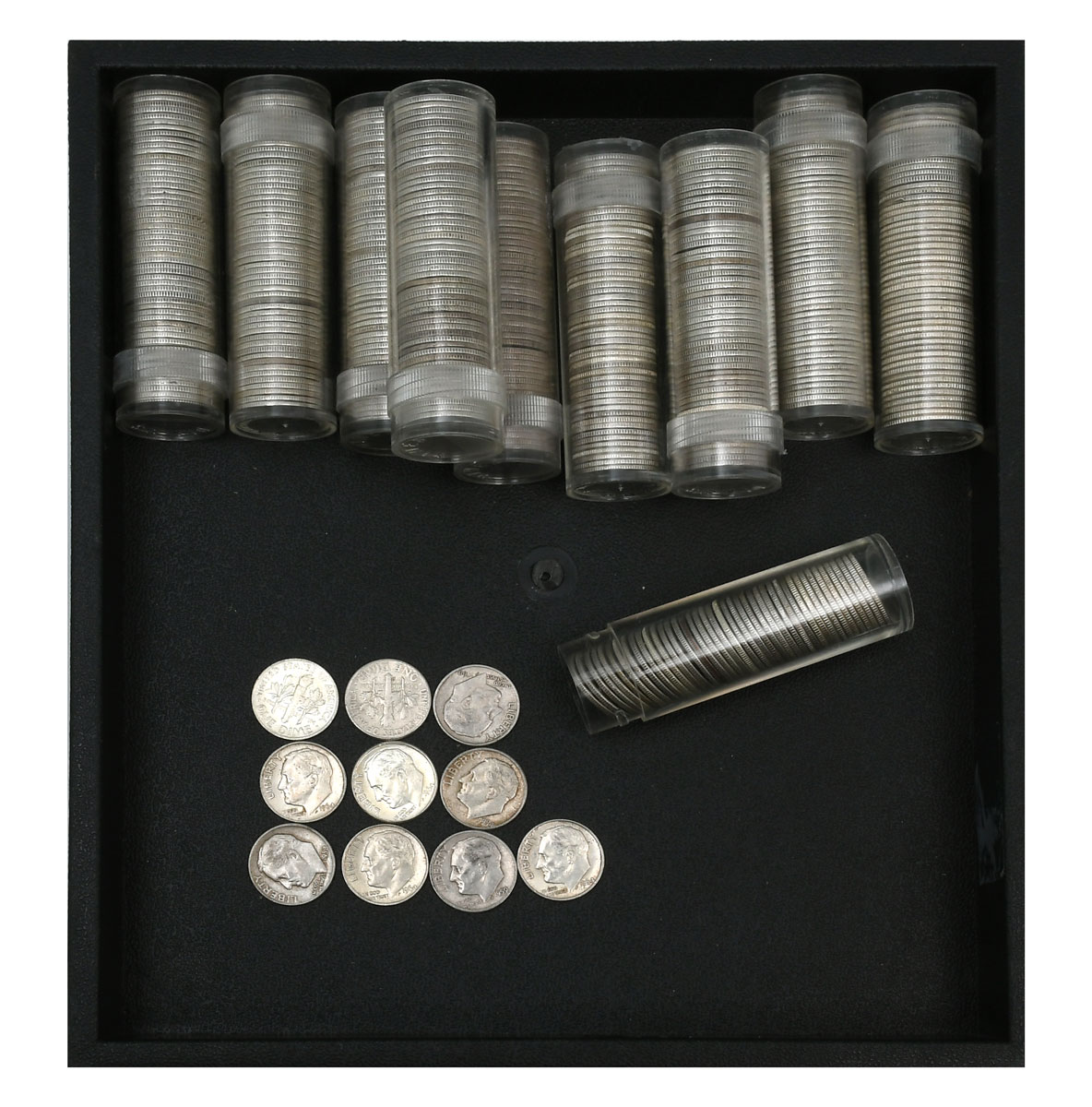 Appraisal: ROLLS OF MERCURY AND ROOSEVELT SILVER DIMES mixed Roosevelt mercury