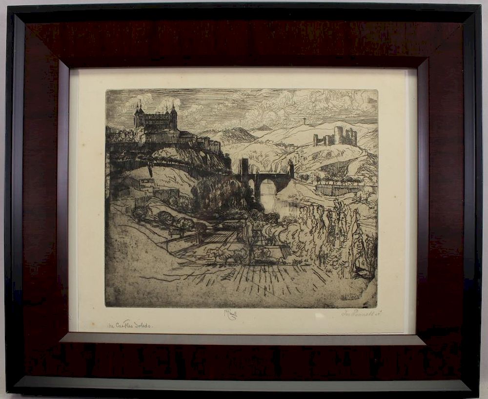 Appraisal: Joseph Pennell - Toledo Castle Etching Joseph Pennell Pennsylvania New