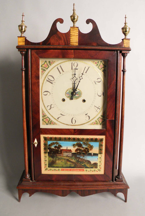 Appraisal: Federal style pillar and scroll clock h