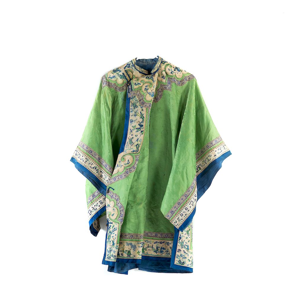 Appraisal: Chinese Embroidered Silk Tunic early th century blue and green