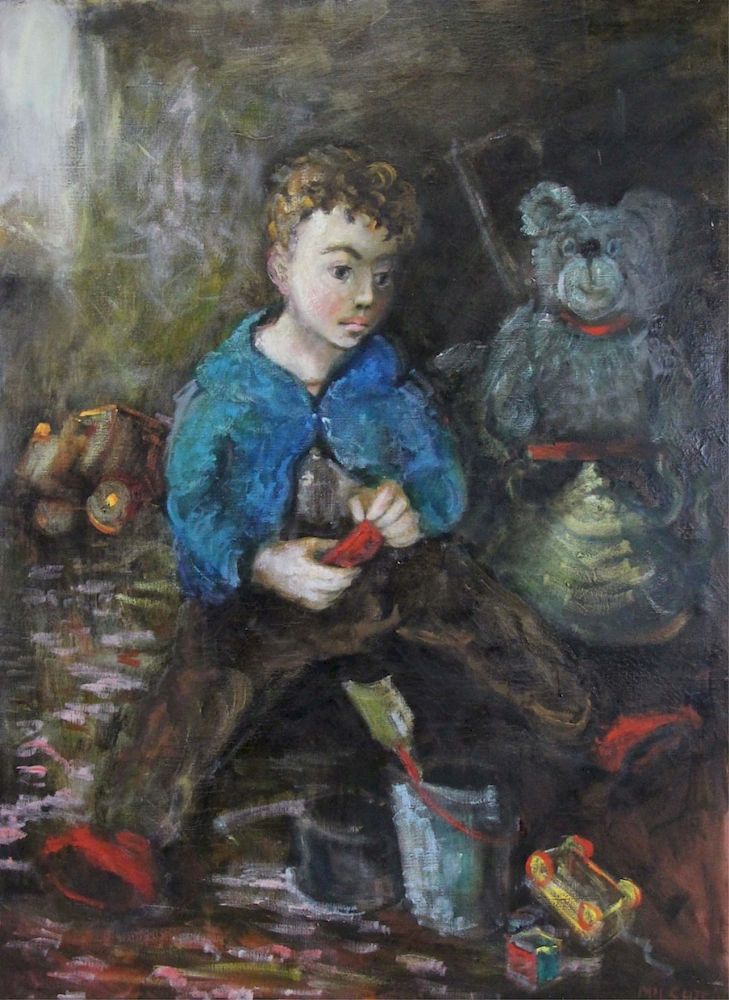 Appraisal: ZVI MILSHTEIN ISRAELI b Oil on Canvas Child with Toys