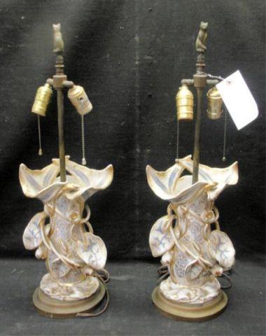 Appraisal: Pair of Old Paris Porcelain Vases as Lamps From a