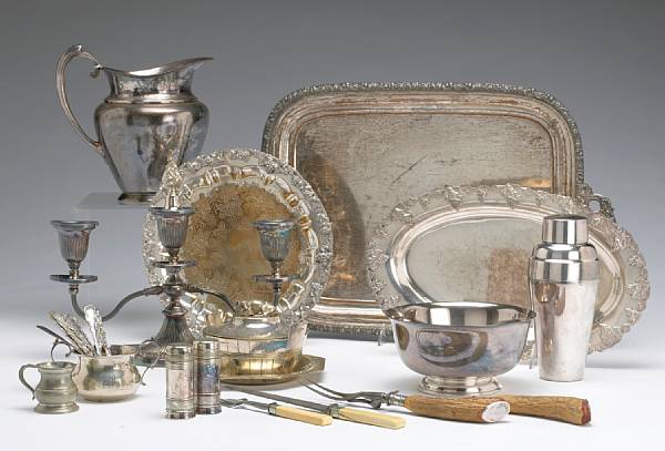 Appraisal: A group of silver and plated table articles and flatware