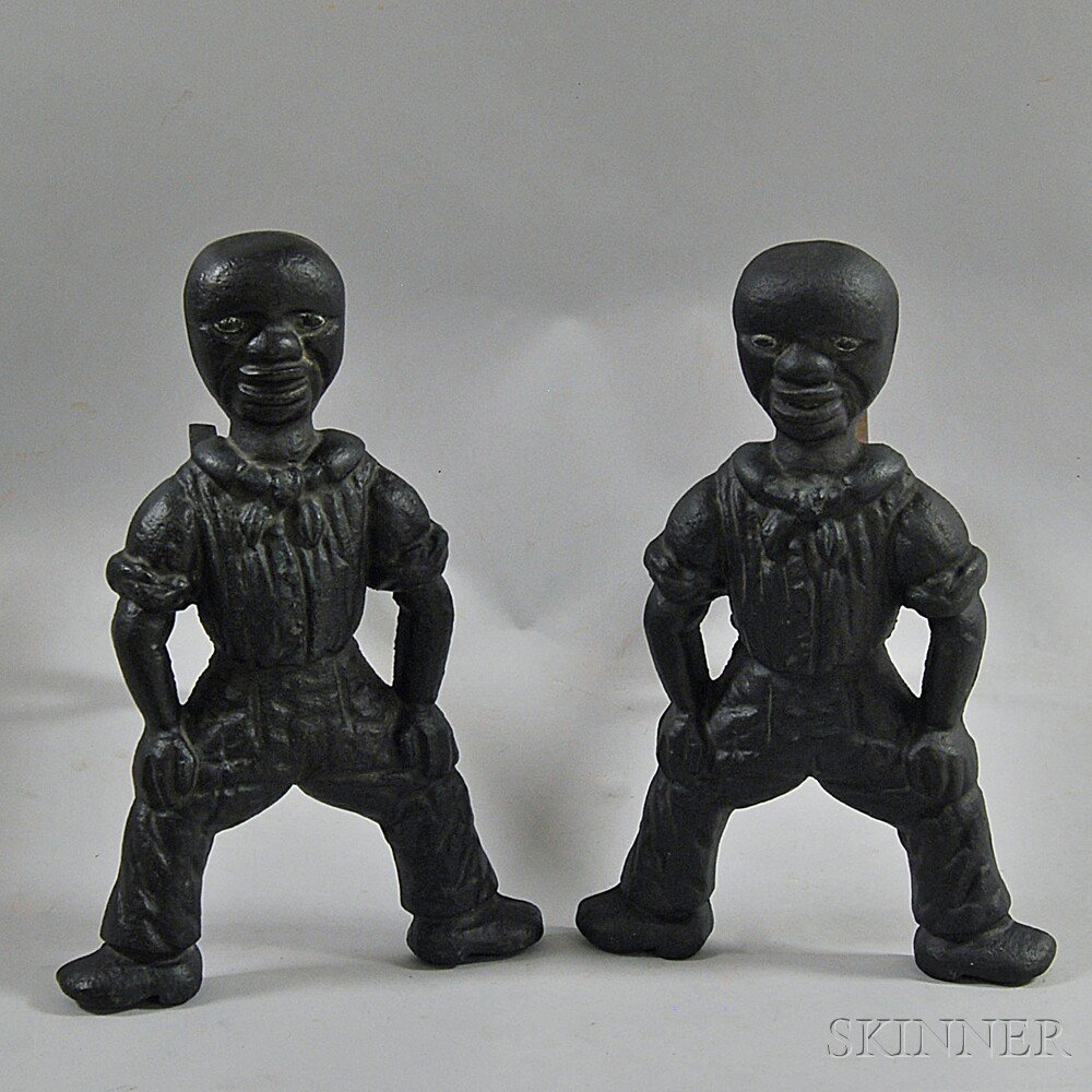 Appraisal: Pair of Black-painted Cast Iron American Sailor Andirons th century