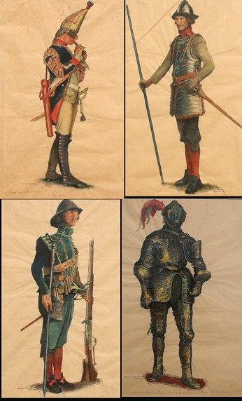 Appraisal: LOOZ-CORSWAREM Walter de German - watercolors Soldier Studies '' x