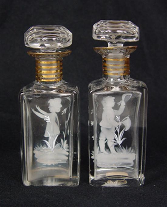 Appraisal: Pair of Mary Gregory Style Scent Bottles Each decorated with