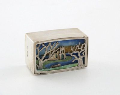 Appraisal: By Anthony Hawksley a silver an enamel box of shaped