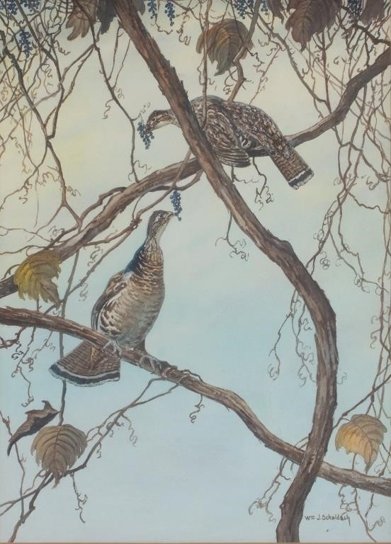 Appraisal: Grouse in the Grapes signed Wm J Schaldach lower right