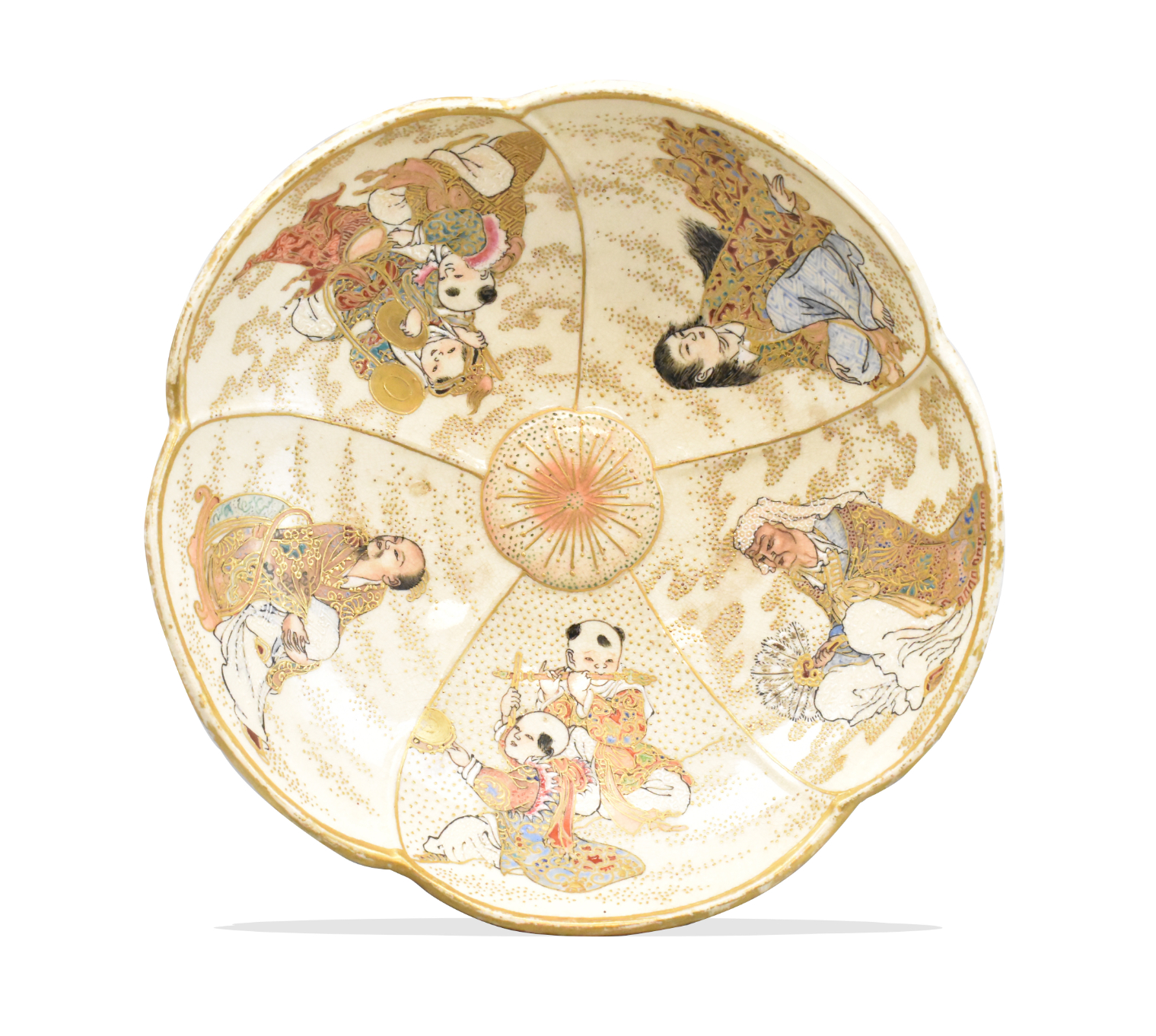 Appraisal: A Japanese Satsuma bowl with five lobes dated from Meiji