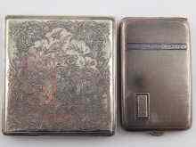 Appraisal: A silver engine turned cigarette case with enamelled bands standard