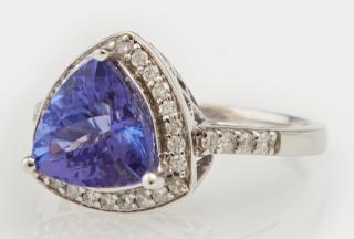 Appraisal: Lady's K White Gold Dinner Ring with a trillion cut