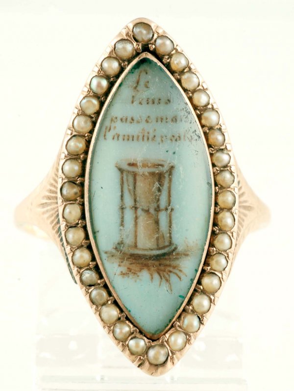 Appraisal: Georgian mourning ring In approx K yellow gold with seed