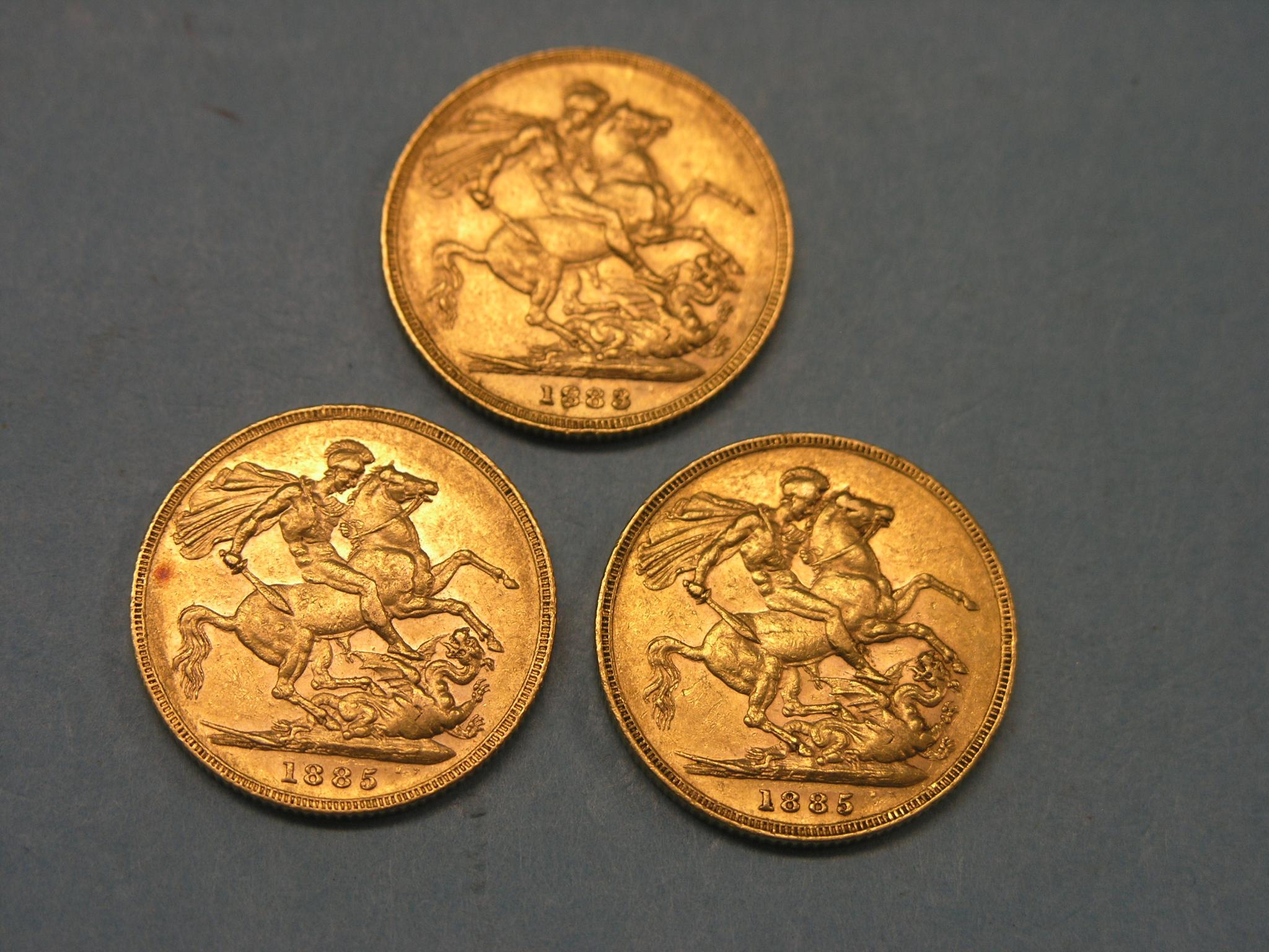 Appraisal: Three Victorian gold Sovereigns all Melbourne mint