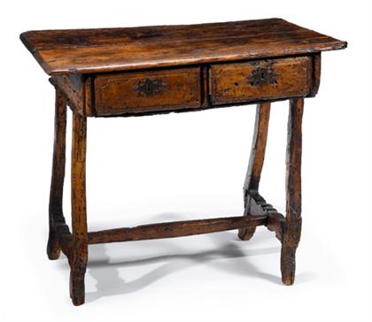 Appraisal: Spanish provincial walnut pine and iron-mounted side table th century