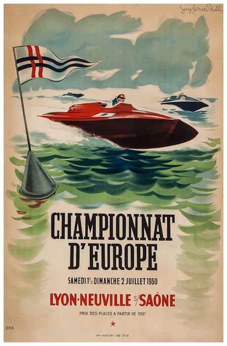 Appraisal: HOEL Gerard Guy CHAMPIONNAT D'EUROPE lithograph in colours cond A-