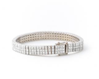 Appraisal: Ladies k White Gold Bar Set Diamond Bracelet Ladies k