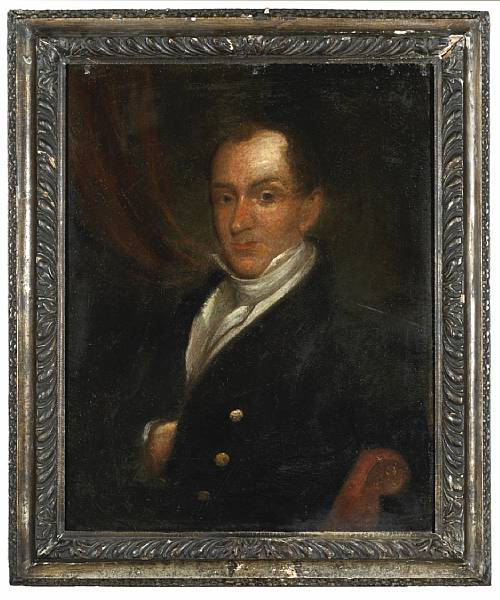 Appraisal: Decorative Arts oil on canvas Portrait of Richard Morris first