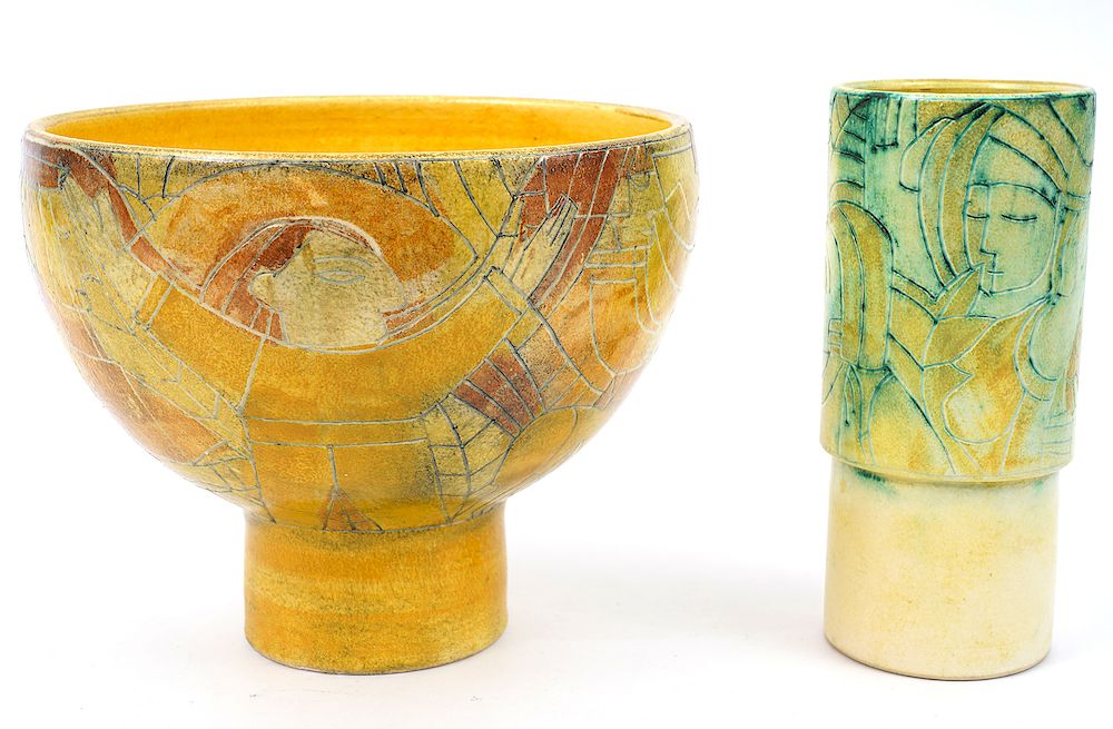 Appraisal: Pieces of Theo and Susan Harlander Pottery Theo and Susan