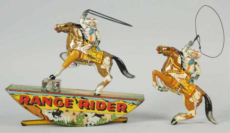 Appraisal: Lot of Tin Litho Marx Range Rider Toys American Working