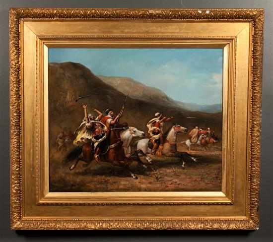 Appraisal: Artist Unknown th century Arabian Horsemen at Full Charge oil