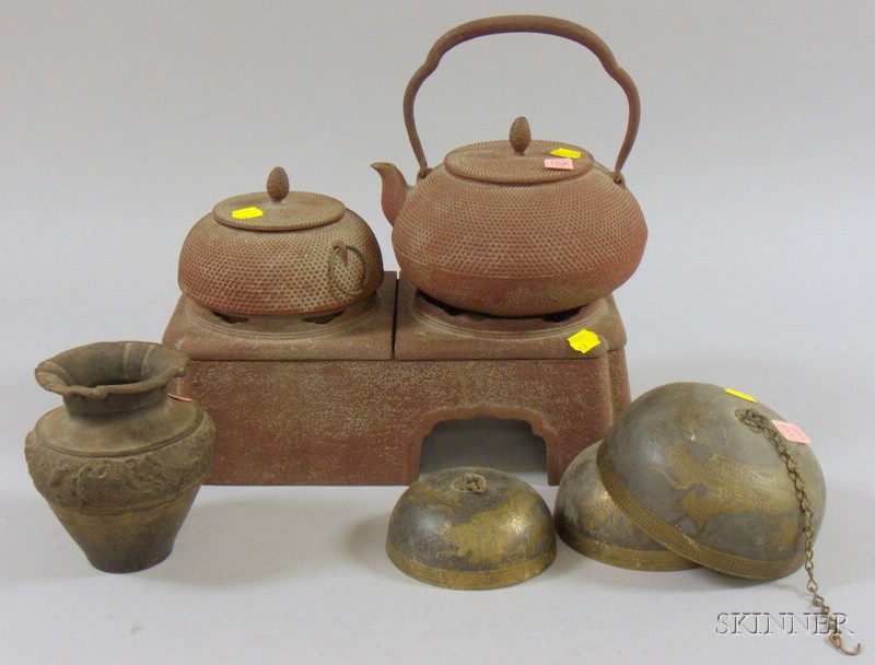 Appraisal: Three Asian Serving and Decorative Items a Japanese tea set