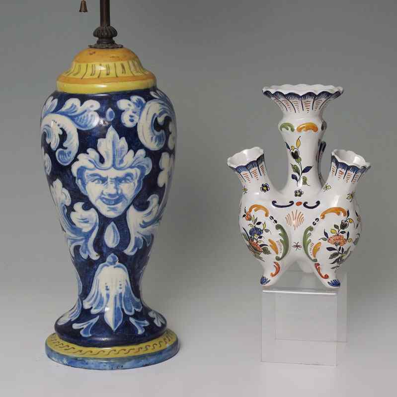 Appraisal: PIECE FRENCH FAIENCE To include Faience lamp base unmarked Base