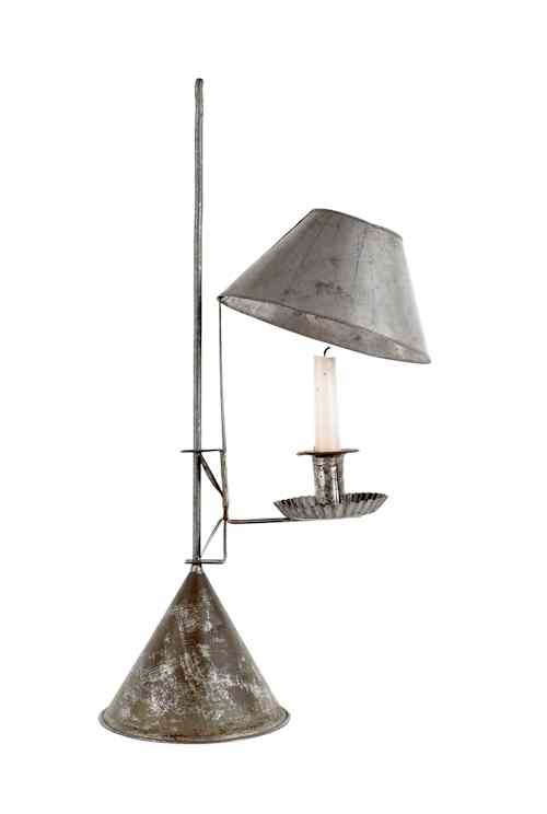 Appraisal: Tin adjustable lamp with shade th c h