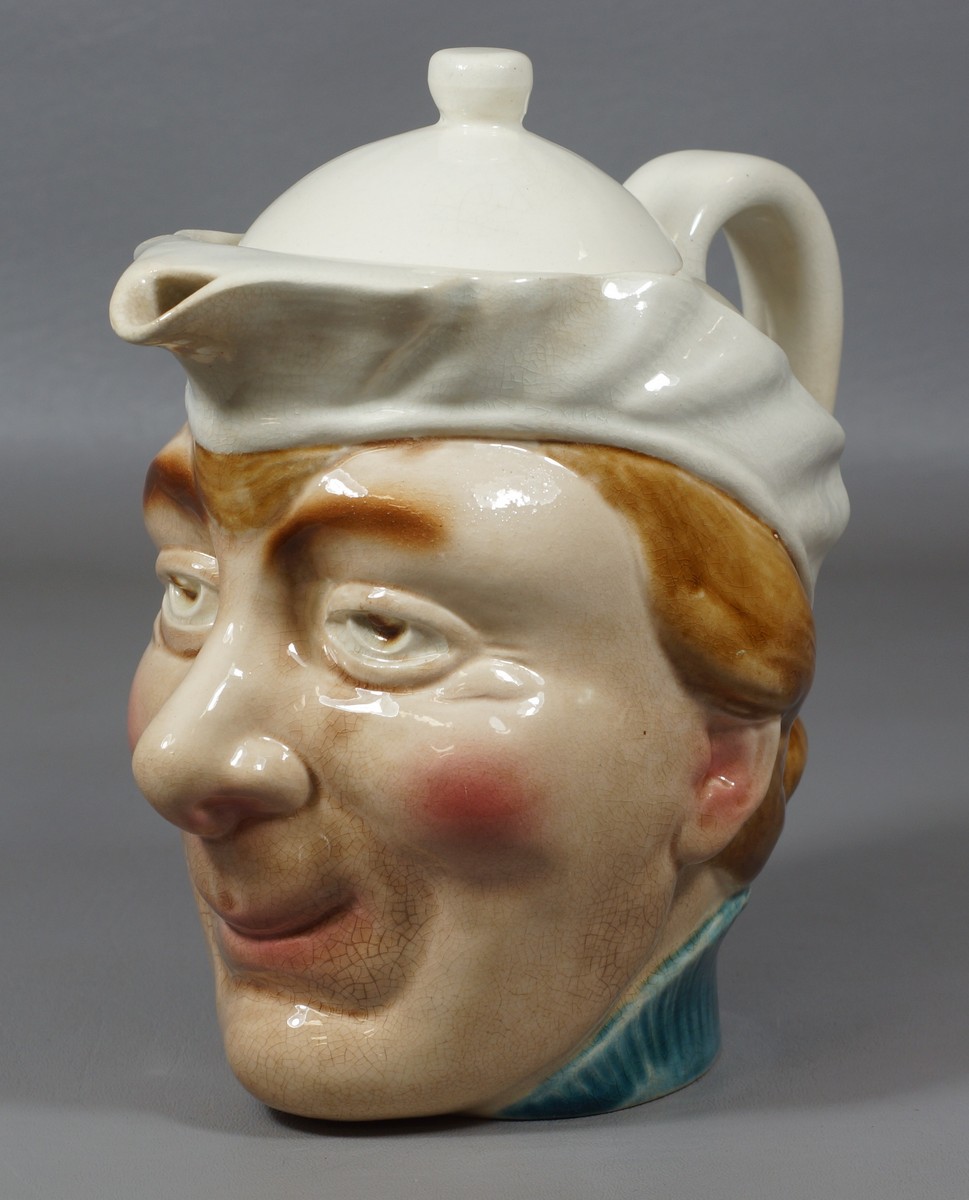 Appraisal: Sarreguemines rare face jug teapot with lid no