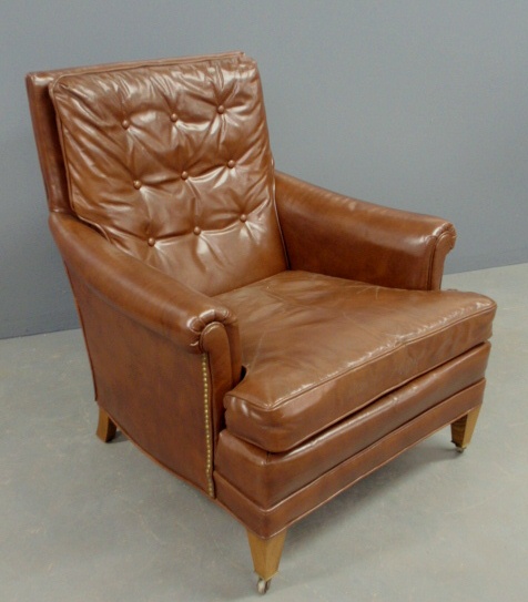 Appraisal: - Vintage brown leather club chair h x w x