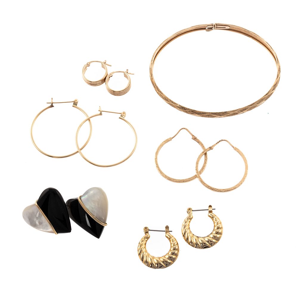 Appraisal: A Collection of Fashion Jewelry in Gold K yellow gold