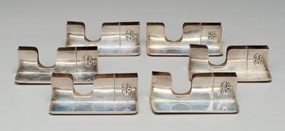 Appraisal: Set of six Lebolt sterling card trays rectangular with slots